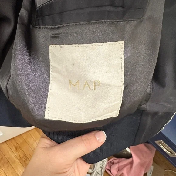 M.A.P. Navy Silk Bomber Jacket - Picture 8 of 11